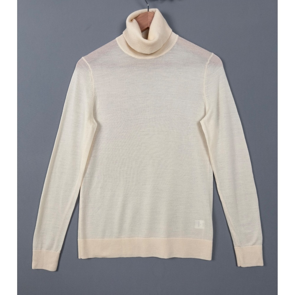 Lord & Taylor Merino Wool Turtleneck Sweater Women Medium Ivory Lightweight